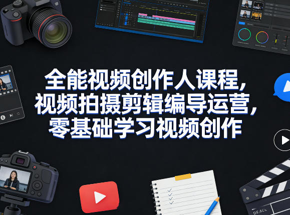 全能视频创作人课程,视频拍摄剪辑编导运营,零基础学习视频创作(更新2026年3月)-百盟网