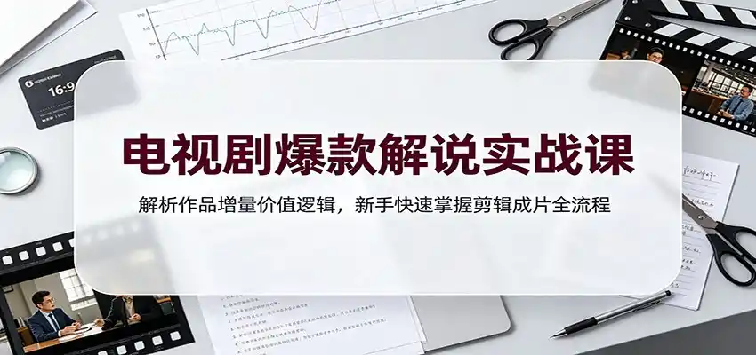 电视剧爆款解说实战课：解析作品增量价值逻辑，新手快速掌握剪辑成片全流程-百盟网