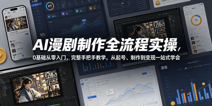 AI漫剧制作全流程实操，0基础从零入门，完整手把手教学，从起号、制作到变现一站式学会(更新)-百盟网