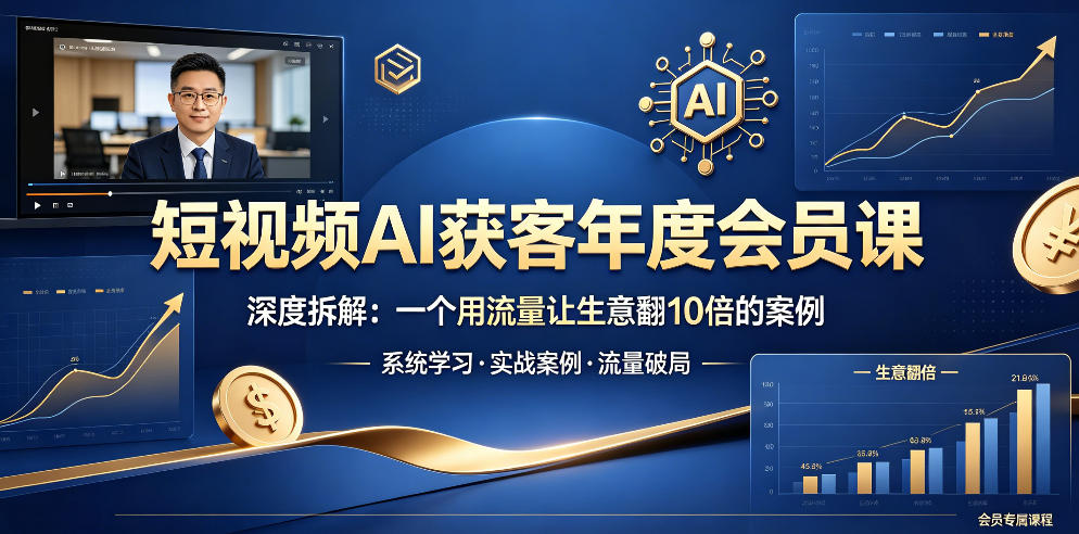 短视频AI获客年度会员课,深度拆解,一个用流量让生意翻10倍的案例-百盟网