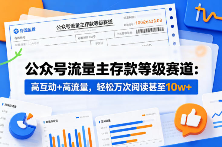 公众号流量主之存款等级赛道,高互动+高流量,轻松达到万次阅读,甚至10w+-百盟网