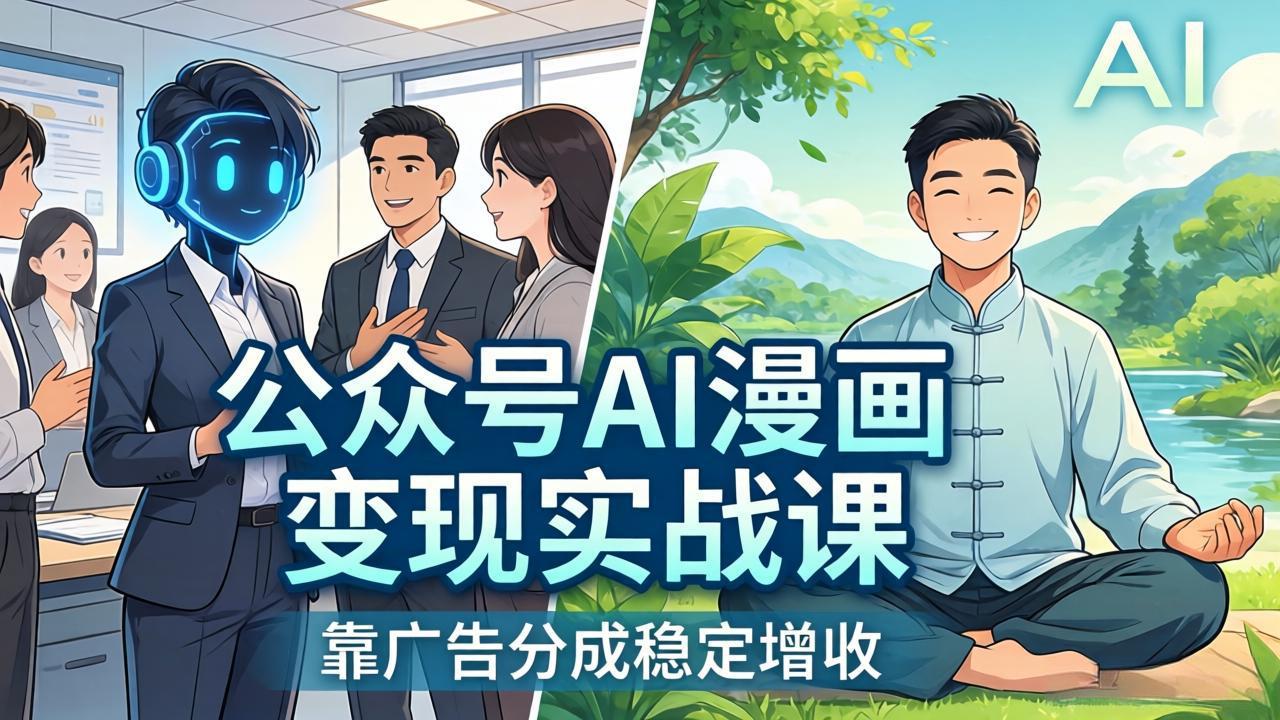 公众号AI漫画变现实战课：星座/职场/养生多赛道+智能体发文，靠广告分成稳定增收-百盟网