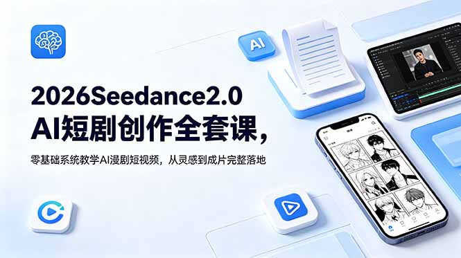 2026Seedance2.0AI短剧创作全套课，零基础系统教学AI漫剧短视频，从灵感到成片完整落地-百盟网