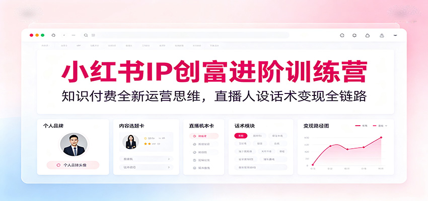 小红书IP创富进阶训练营:知识付费全新运营思维,直播人设话术变现全链路-百盟网