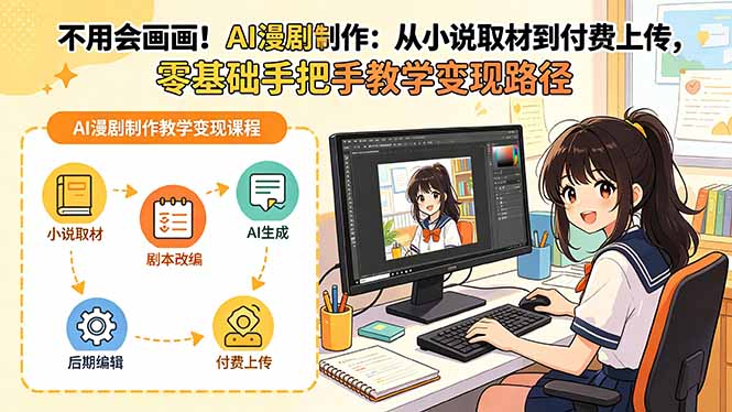 不用会画画！AI漫剧制作：从小说取材到付费上传，零基础手把手教学变现路径(更新-百盟网