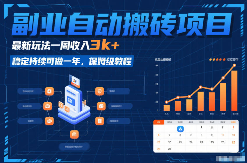 副业自动搬砖项目，最新玩法一周收入3k+，稳定持续可做一年，保姆级教程【揭秘】-百盟网
