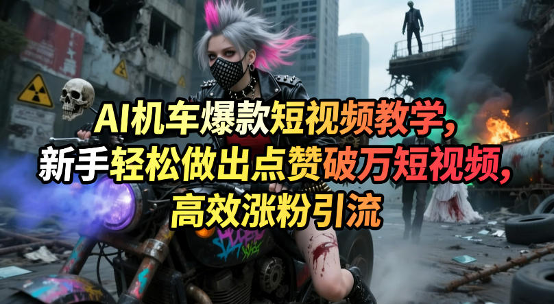 AI机车爆款短视频教学,新手轻松做出点赞破万短视频,高效涨粉引流-百盟网