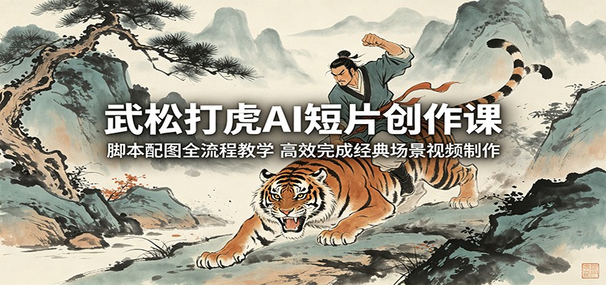 武松打虎AI短片创作课：脚本配图全流程教学，高效完成经典场景视频制作-百盟网