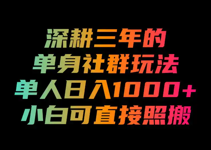 深耕三年的单身社群玩法,单人日入1000+,小白可直接照搬!【揭秘】-百盟网