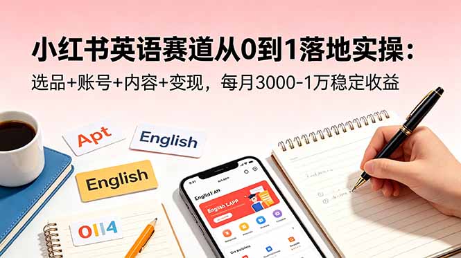 小红书英语赛道从0到1落地实操：选品+账号+内容+变现，每月3000-1万稳定收益-百盟网