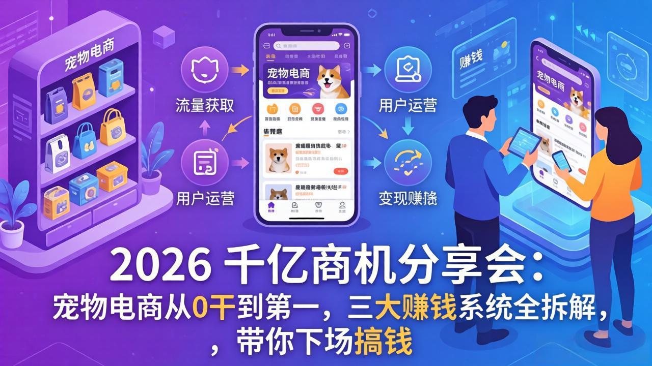 2026 千亿商机分享会:宠物电商从0干到第一,三大赚钱系统全拆解,带你下场搞钱-百盟网