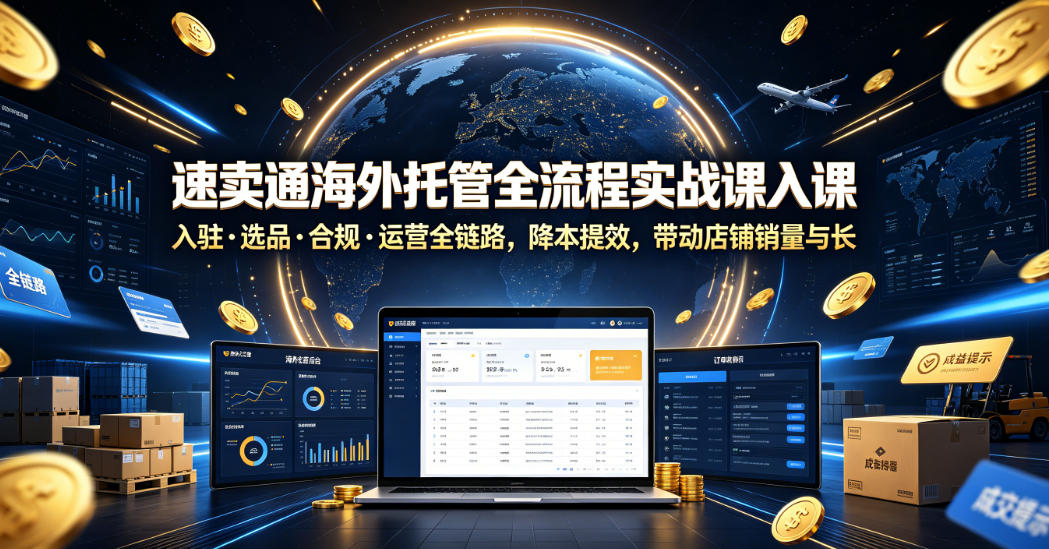 速卖通海外托管全流程实战课入驻・选品・合规・运营全链路，降本提效，带动店铺销量与收益增长-百盟网