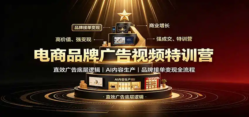 电商品牌广告视频特训：直效广告底层逻辑，AI内容生产，品牌接单变现全流程-百盟网