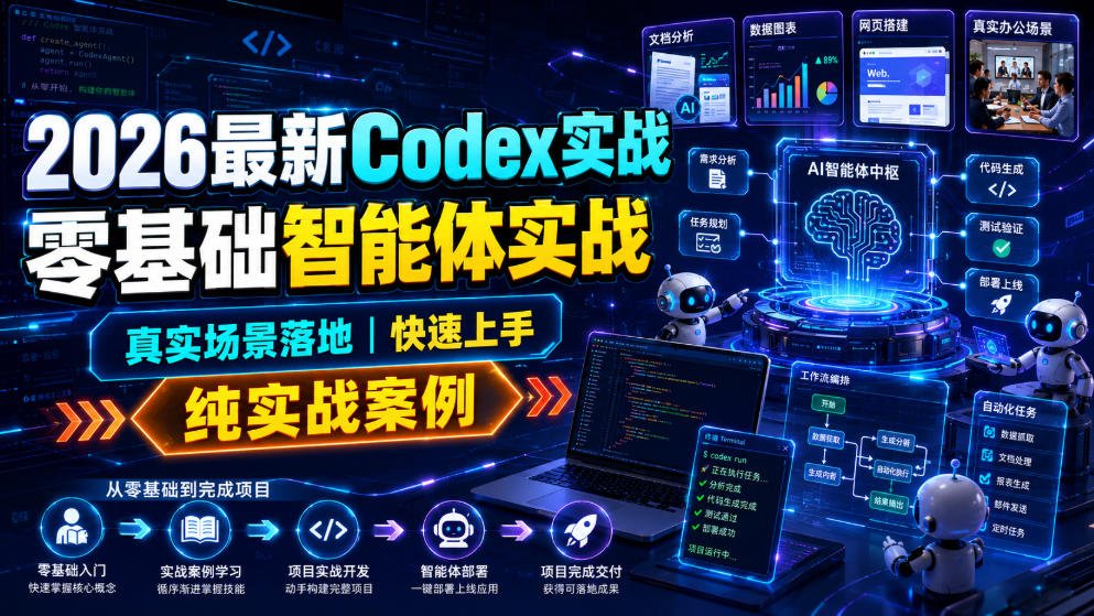 2026最新Codex实战零基础智能体实战,真实场景落地,快速上手,纯实战案例-百盟网