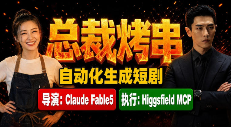 Claude Fable5担任导演+Higgsfield MCP落地执行|《总裁烤串》真人质感短剧全自动AI生成全流程教学-百盟网