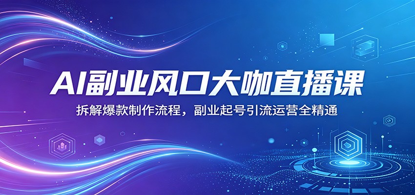 AI副业风口大咖直播课：拆解爆款制作流程，副业起号引流运营全精通-百盟网