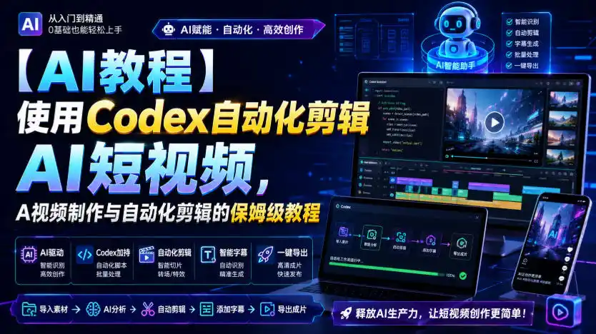 【AI教程】使用Codex自动化剪辑AI短视频，AI视频制作与自动化剪辑的保姆级教程-百盟网