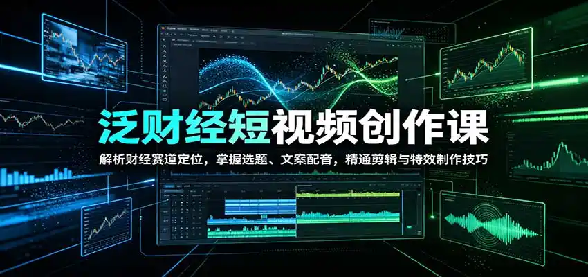 泛财经短视频创作课：解析财经赛道定位，掌握选题、文案配音，精通剪辑与特效制作技巧-百盟网