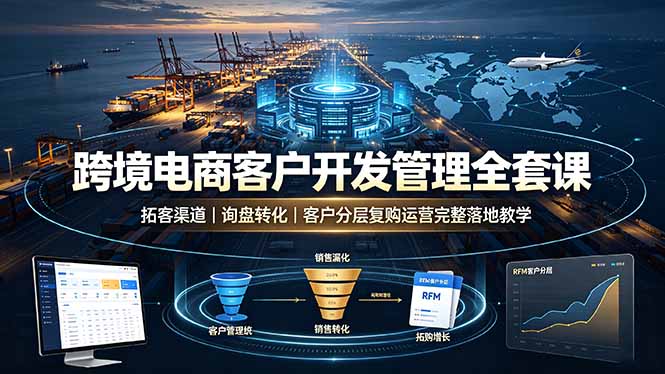 跨境电商客户开发管理全套课·拓客渠道|询盘转化|客户分层复购运营完整落地教学-百盟网