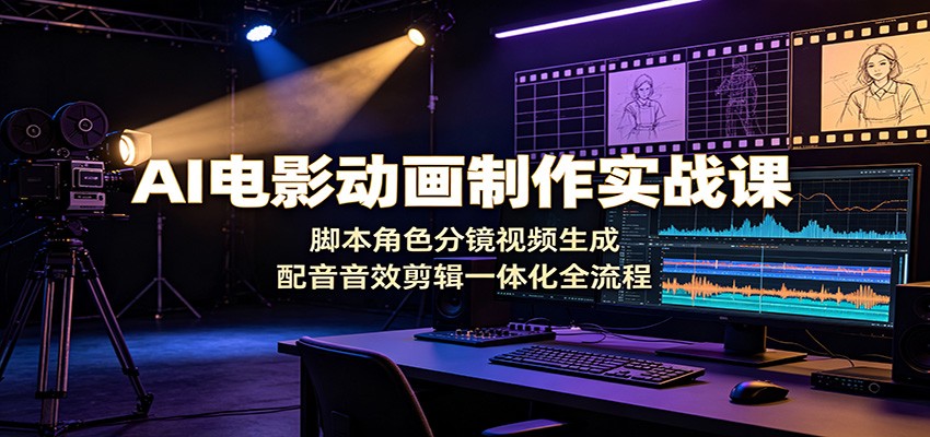 AI电影动画制作实战课：脚本角色分镜视频生成，配音音效剪辑一体化全流程-百盟网