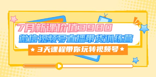 微信视频号直播带货训练营,3天课程带你玩转视频号:7月新课价值3980-百盟网