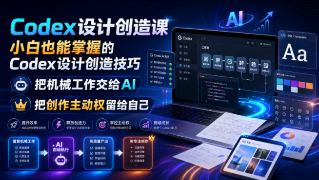 Codex设计创造课,小白也能掌握的Codex设计创造技巧,把机械工作交给AI,把创作主动权留给自己-百盟网