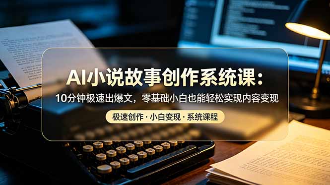 AI小说故事创作系统课：10分钟极速出爆文，零基础小白也能轻松实现内容变现-百盟网
