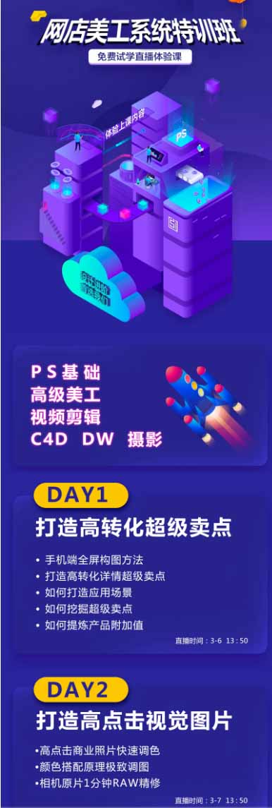 网店美工系统精英班-7月：PS基础×主图设计×海报实战×详情页×首页装修×产品修图×视频剪辑×人像精修。-百盟网
