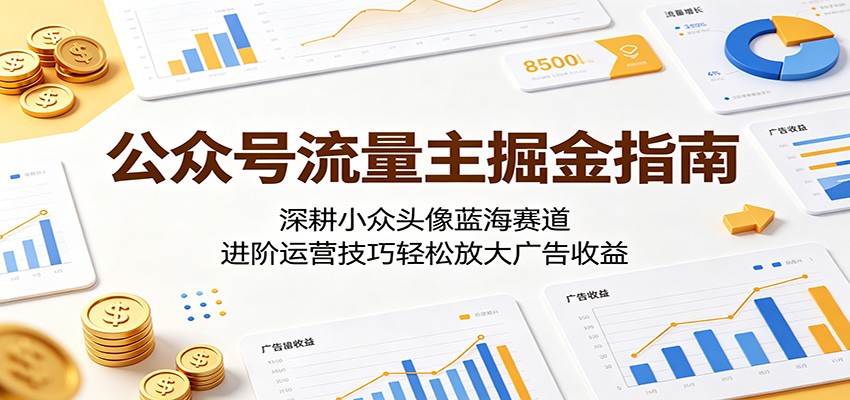 公众号流量主掘金指南：深耕小众头像蓝海赛道，进阶运营技巧轻松放大广告收益-百盟网