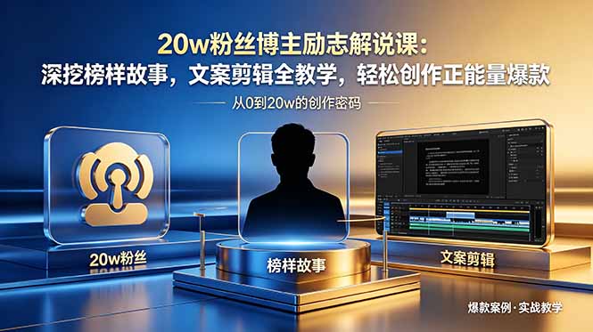 20w粉丝博主励志解说课:深挖榜样故事,文案剪辑全教学,轻松创作正能量爆款-百盟网