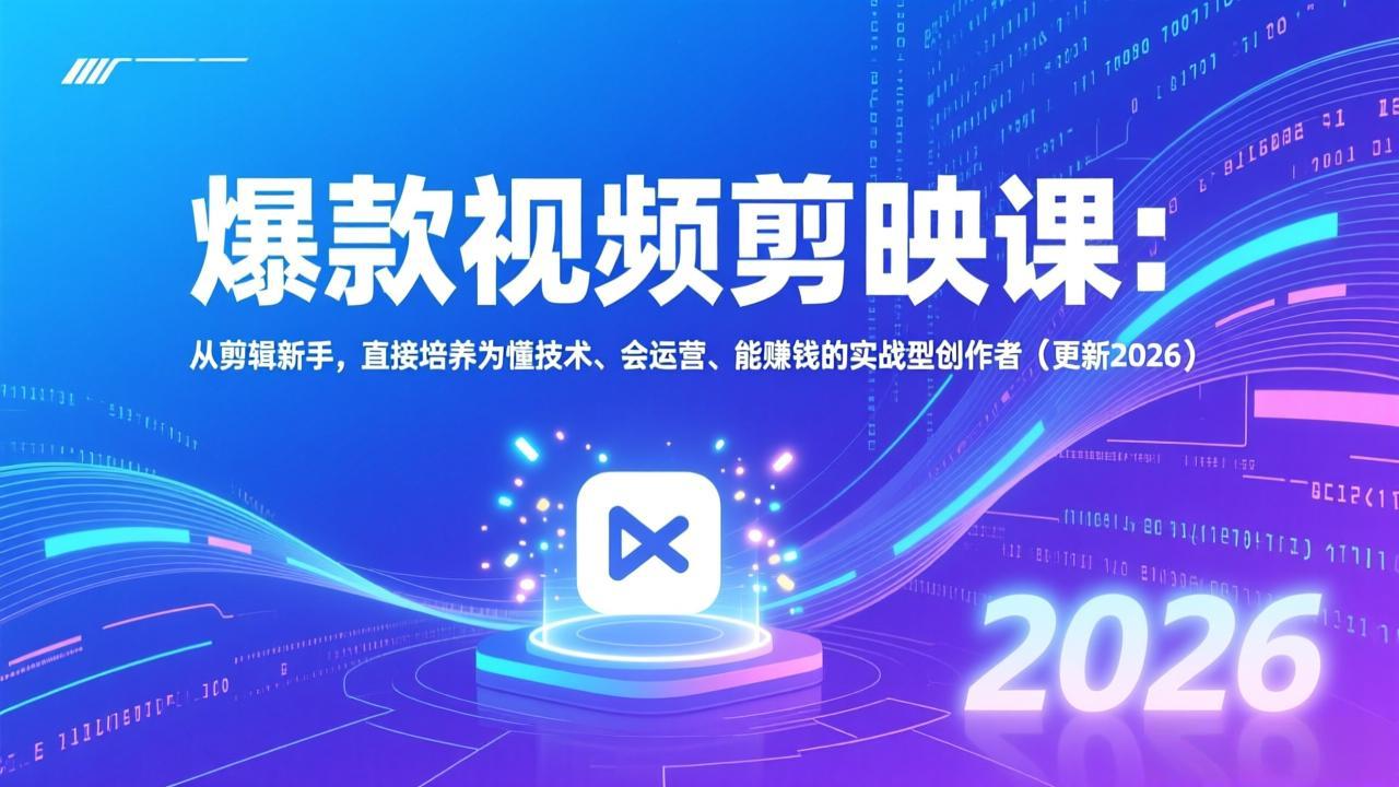 爆款视频剪映课：从剪辑新手，直接培养为懂技术、会运营、能赚钱的实战型创作者(更新2026-百盟网
