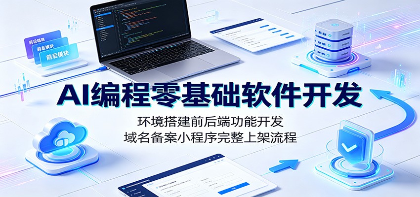 AI编程零基础软件开发：环境搭建前后端功能开发，域名备案小程序完整上架流程-百盟网