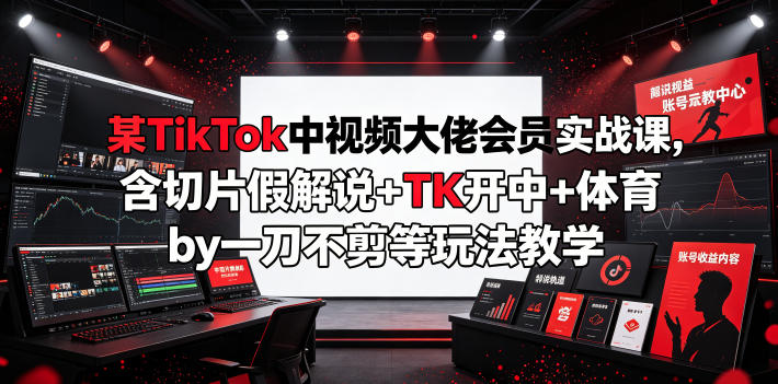 某TikTok中视频大佬会员实战课，含切片假解说+TK开中+体育by一刀不剪等玩法教学-百盟网