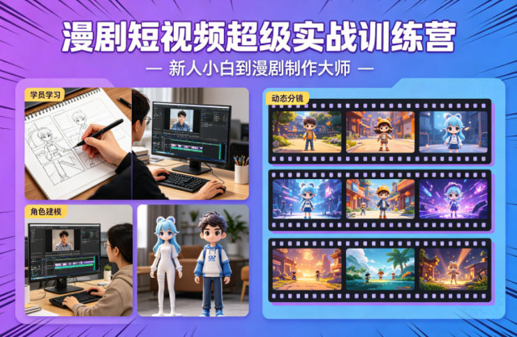 漫剧短视频超级实战训练营,新人小白到漫剧制作大师-百盟网