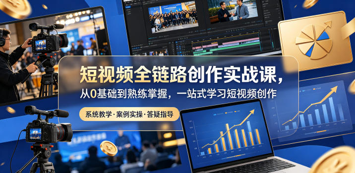 短视频全链路创作实战课,从0基础到熟练掌握,一站式学习短视频创作-百盟网