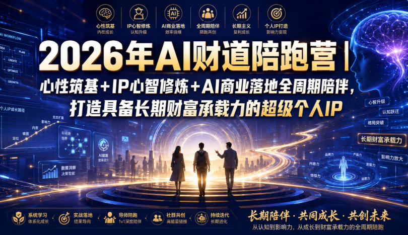 2026年AI财道陪跑营|心性筑基+IP心智修炼+AI商业落地全周期陪伴,打造具备长期财富承载力的超级个人IP-百盟网