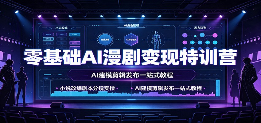 零基础AI漫剧变现特训营：小说改编剧本分镜实操，AI建模剪辑发布一站式教程-百盟网