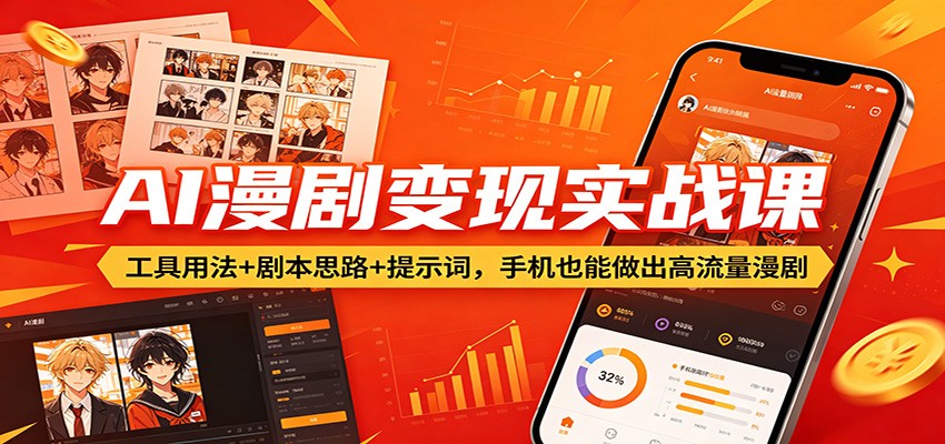 AI漫剧变现实战课：工具用法+剧本思路+提示词，手机也能做出高流量漫剧-百盟网