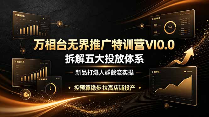 万相台无界推广特训营VI0.0，拆解五大投放体系，新品打爆人群截流实操，控预算稳步拉高店铺投产-百盟网