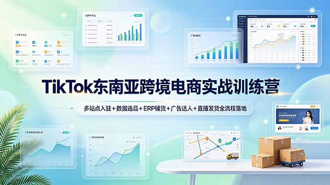 TikTok东南亚跨境电商实战训练营：多站点入驻+数据选品+ERP铺货+广告达人+直播发货全流程落地-百盟网