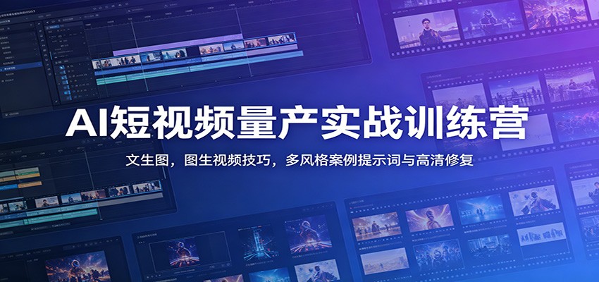 AI短视频量产实战训练营：文生图，图生视频技巧，多风格案例提示词与高清修复-百盟网