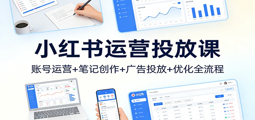 小红书运营投放课：账号运营+笔记创作+广告投放+优化全流程-百盟网