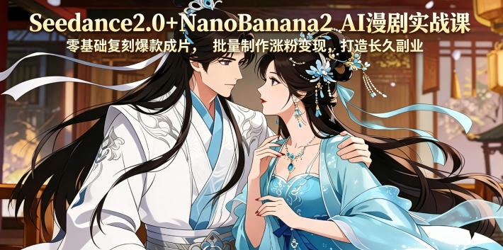 Seedance2.0+NanoBanana2 AI漫剧实战课，零基础复刻爆款成片涨粉变现，打造长久副业收益-百盟网