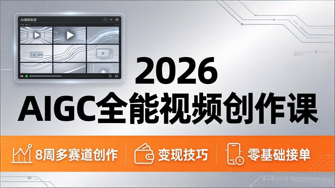 2026AIGC全能视频创作课,8周吃透多赛道创作+变现,零基础也能高效出片接单-百盟网