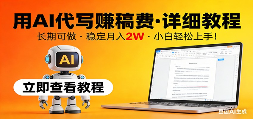 用AI代写赚稿费,详细教程,长期可做,稳定月入2W,小白轻松上手!-百盟网