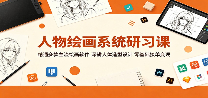 人物绘画系统研习课：精通多款主流绘画软件，深耕人体造型设计，零基础接单变现-百盟网