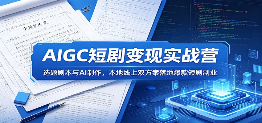 AIGC短剧变现实战营:选题剧本与AI制作,本地线上双方案落地爆款短剧副业-百盟网