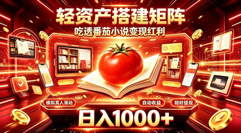 轻资产搭建矩阵，吃透番茄小说变现红利，日入1000+，支持无限矩阵放大【揭秘】-百盟网