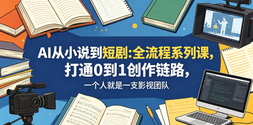 AI从小说到短剧全流程系列课,打通0到1创作链路,一个人就是一支影视团队-百盟网
