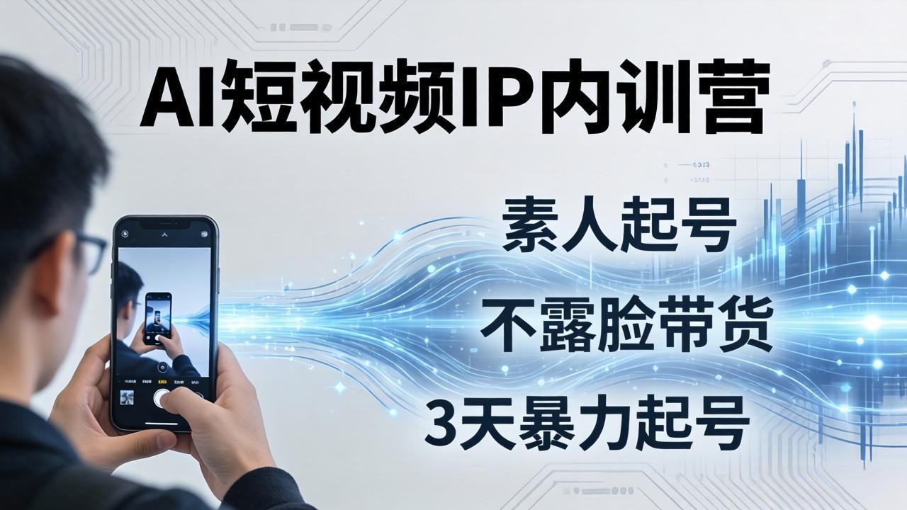 2026AI短视频IP内训营:从素人起号到不露脸带货,3天暴力起号全流程拆解-百盟网